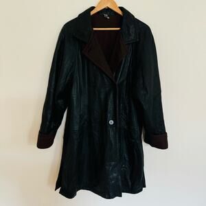 Breco's Black Leather Cashmere Buttery Soft Jacket Blazer Coat Size 42 Large XL